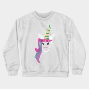 Pink, Green and Purple Unicorn with Rainbow hair Crewneck Sweatshirt